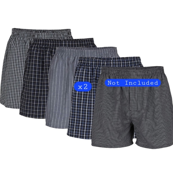 Gildan Men's NIP 5 Pack Black Striped Assorted Woven Boxers Size Medium 32"-34" - Picture 1 of 10